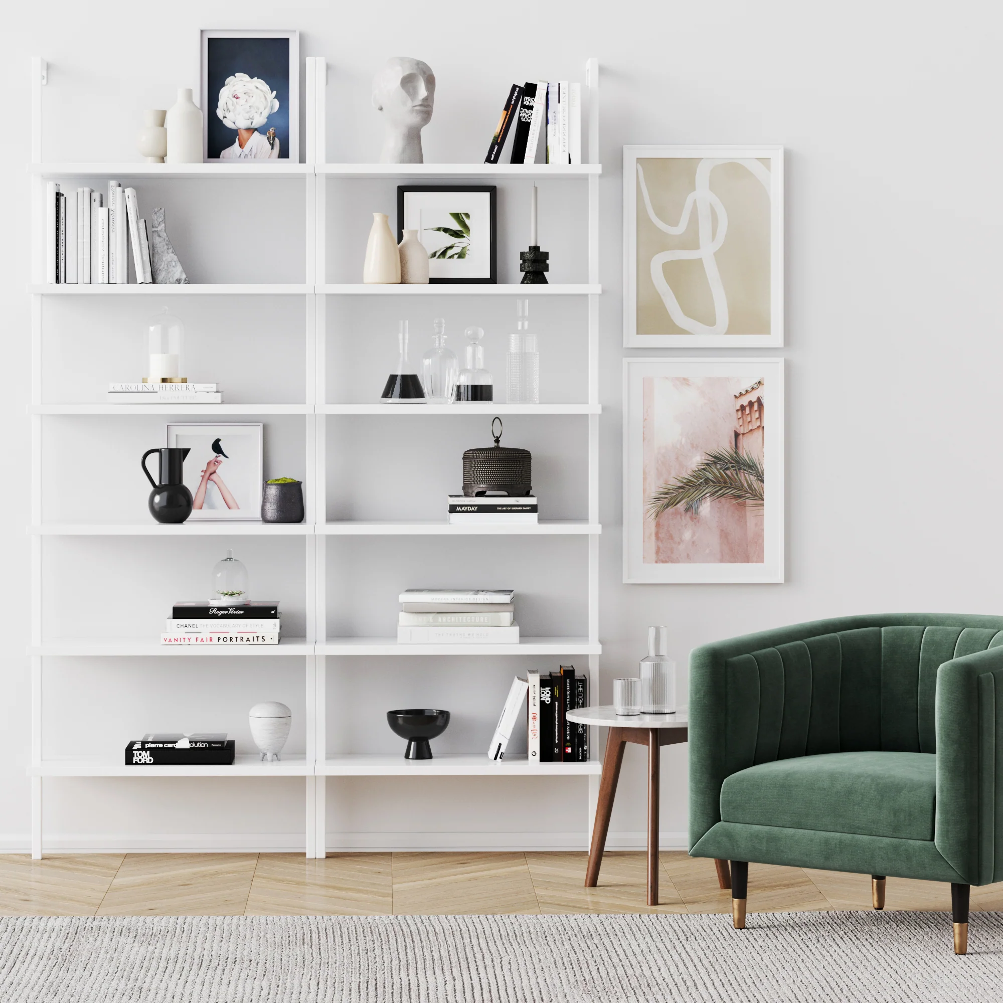 6-Shelf Ladder Bookshelf White - Image 2