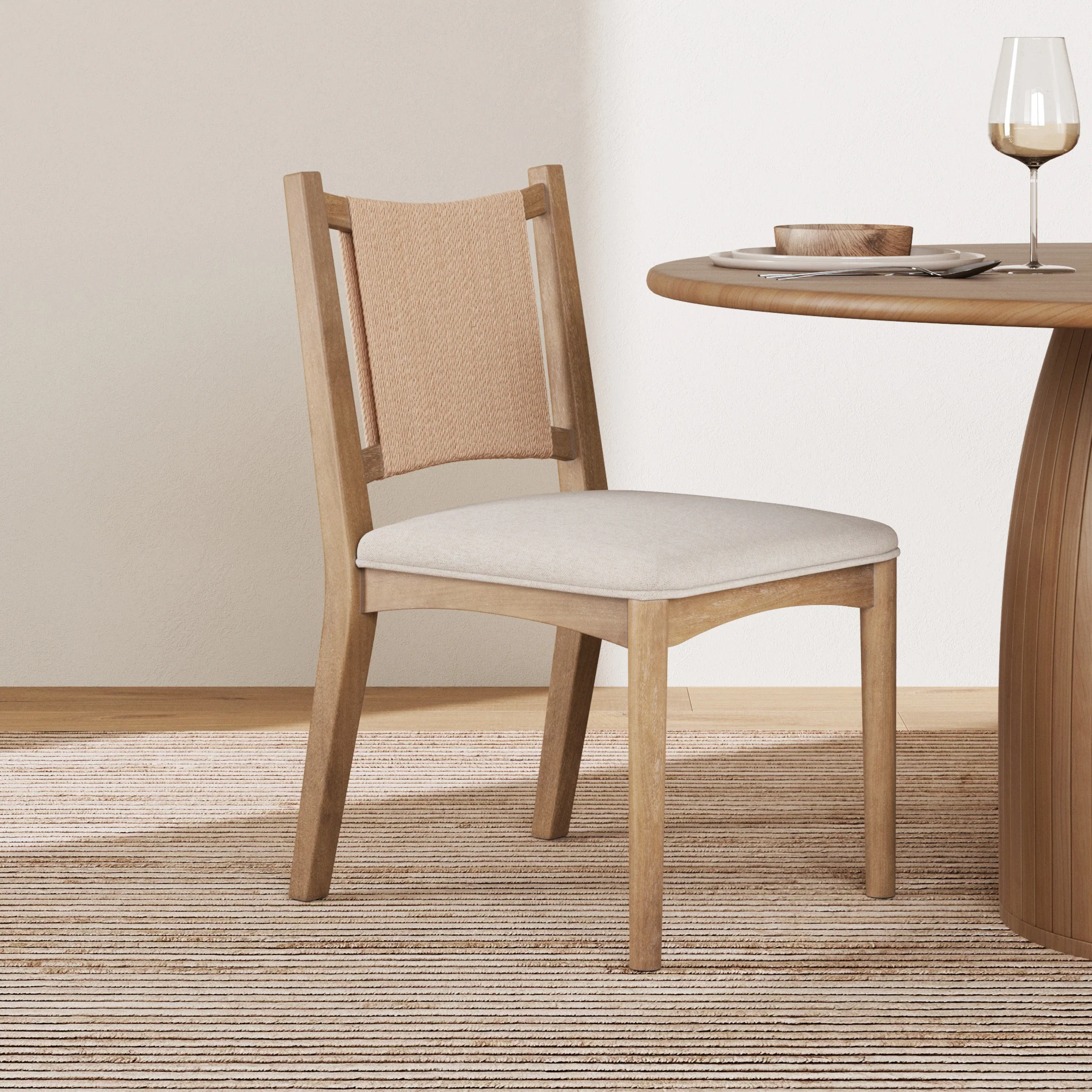 Arched Back Seagrass Dining Chair Light Brown