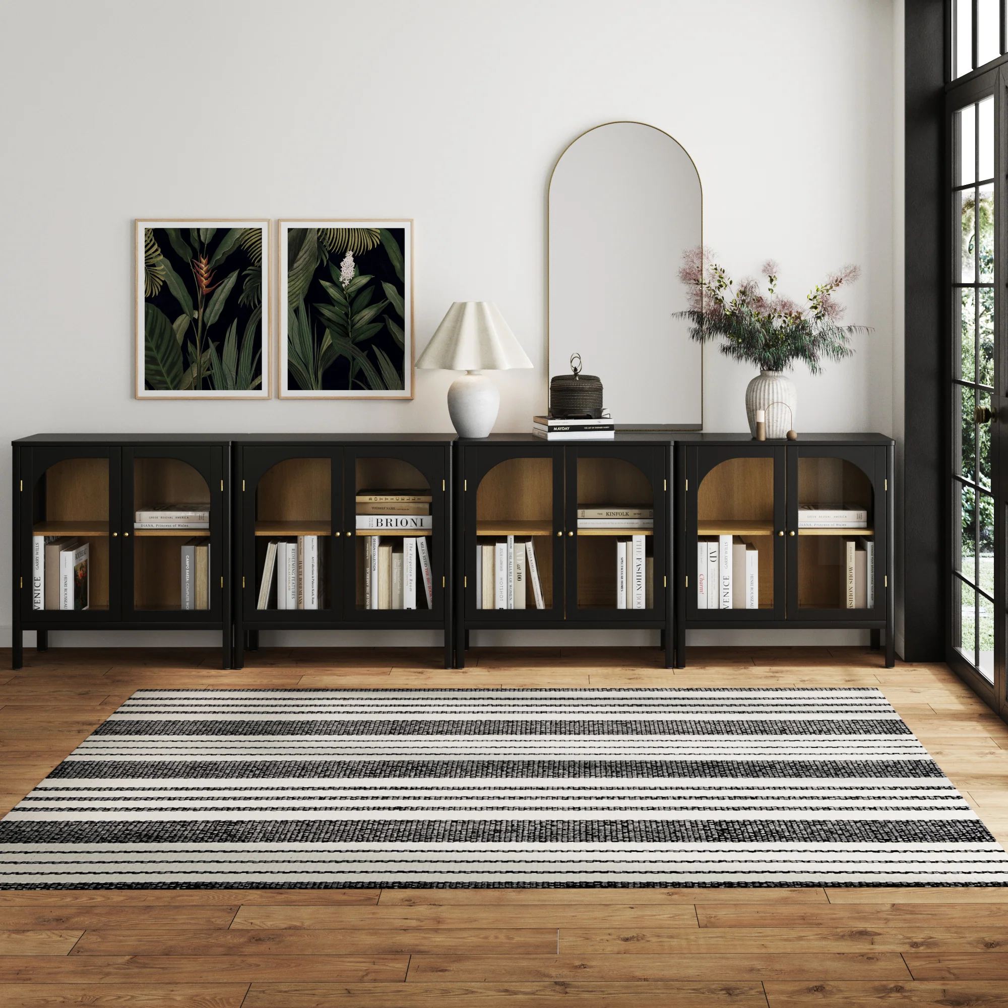 Arched Glass Door TV Console for 85" TVs Black - Image 2
