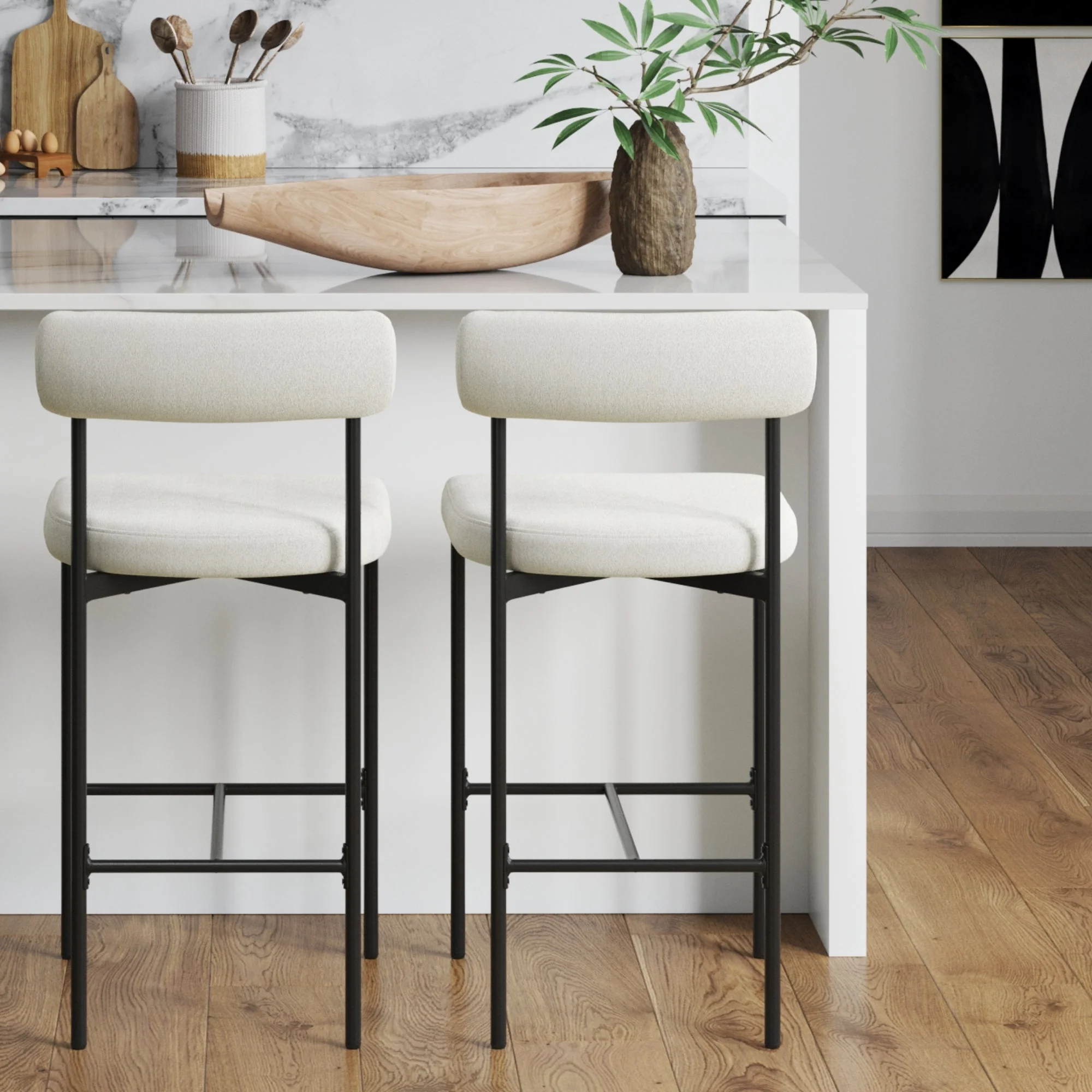 Boucle Counter Height Bar Stools (Set of 2)