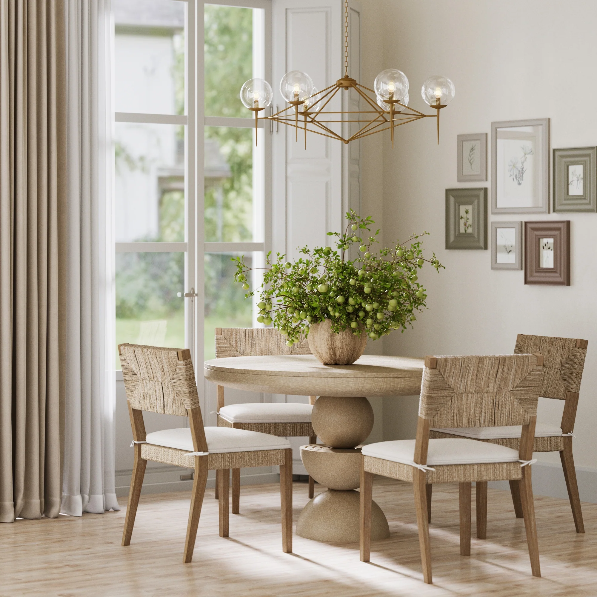 Boucle & Seagrass Dining Chair Light Brown (Set of 4) - Image 2