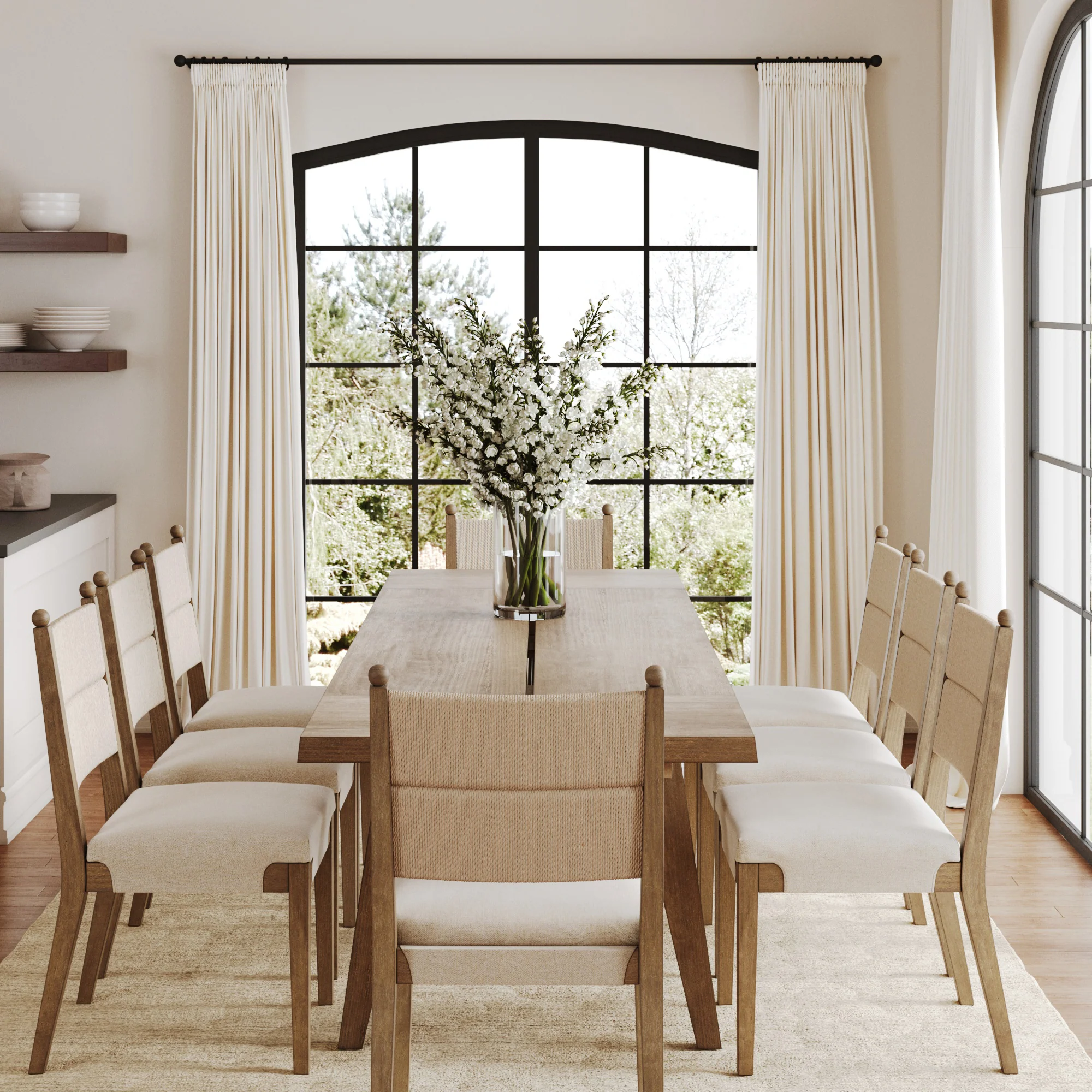 Farmhouse Wooden Dining Table with Leaf Extension Light Brown - Image 2