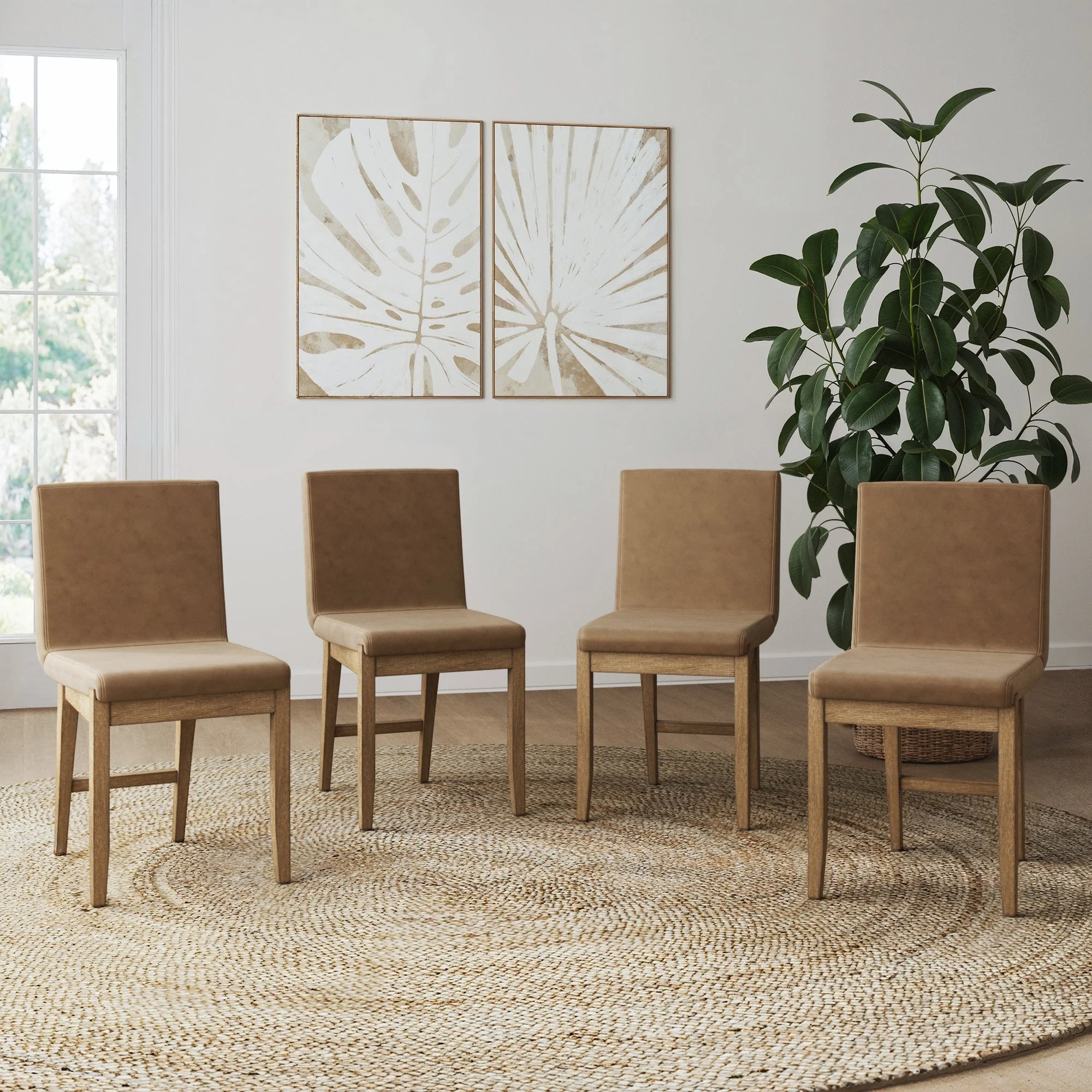 Exposed Back Dining Chairs Light Brown (Set of 4) - Image 2
