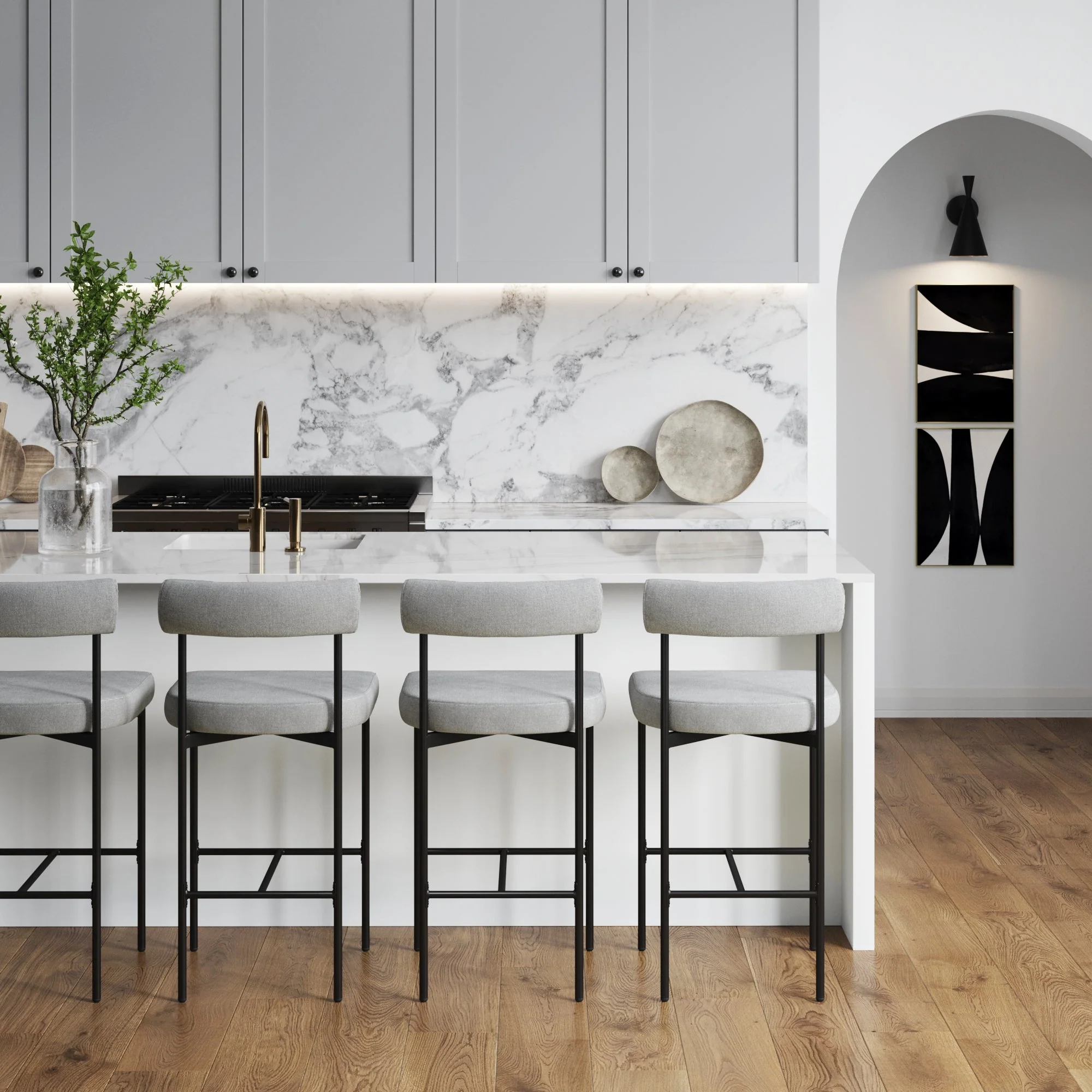 Metal Counter Height Bar Stools Gray (Set of 4) - Image 2