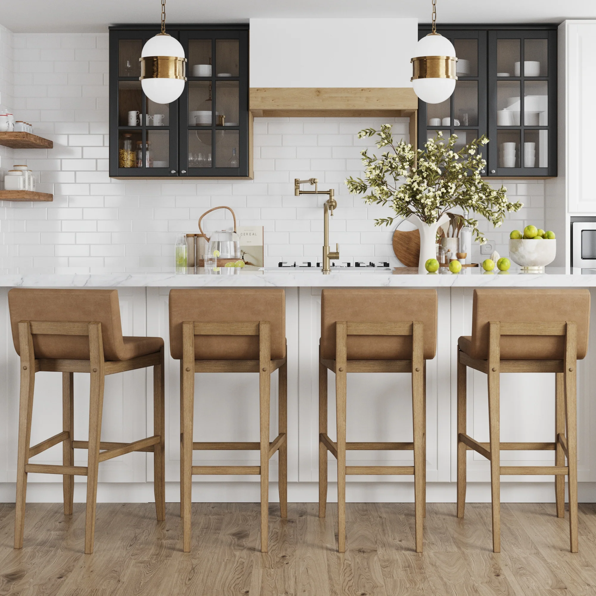 Exposed Wood Back Bar Stools Light Brown (Set of 4) - Image 2