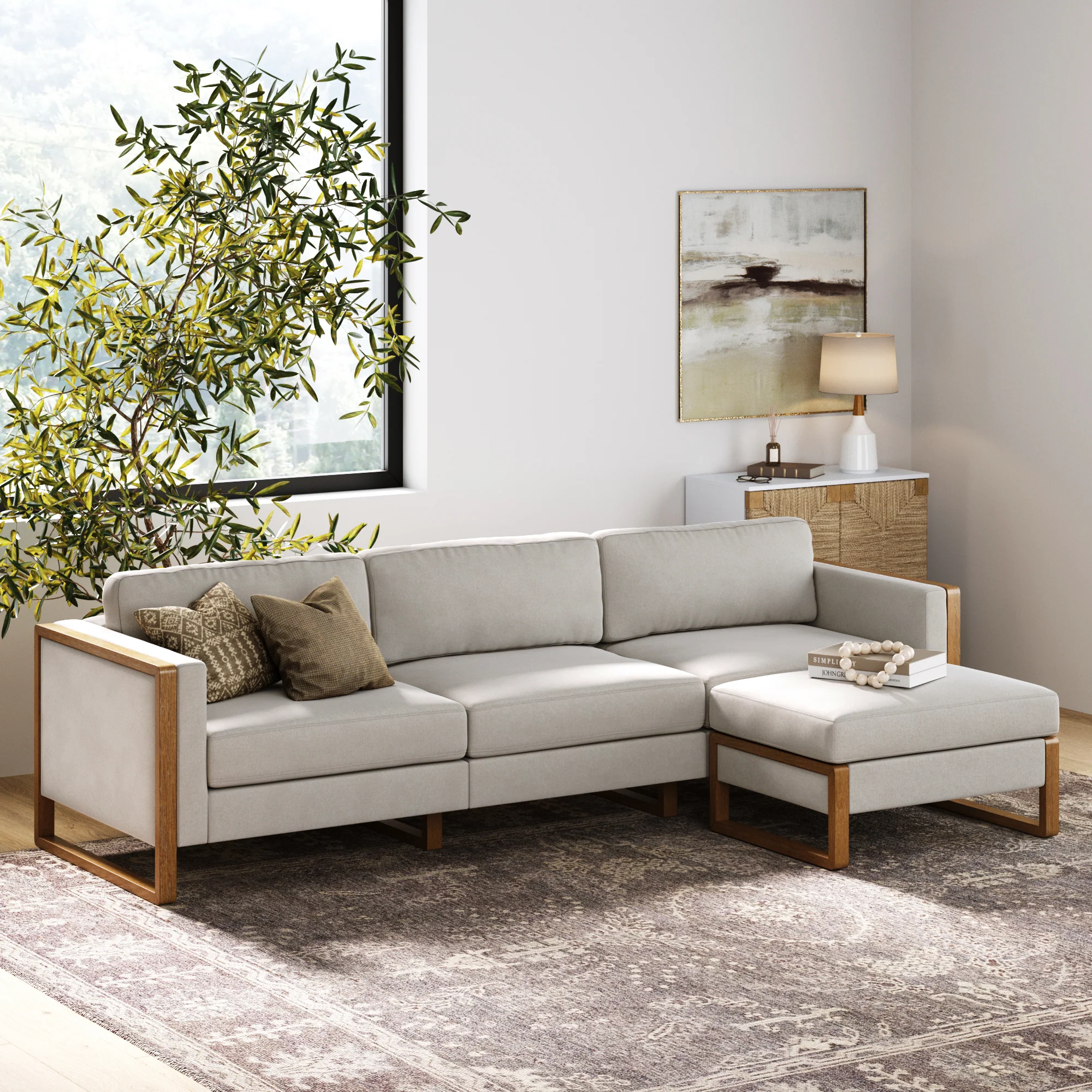 Upholstered Sofa Standard Seat Textured Gray (Modular Sofa Part) - Image 2