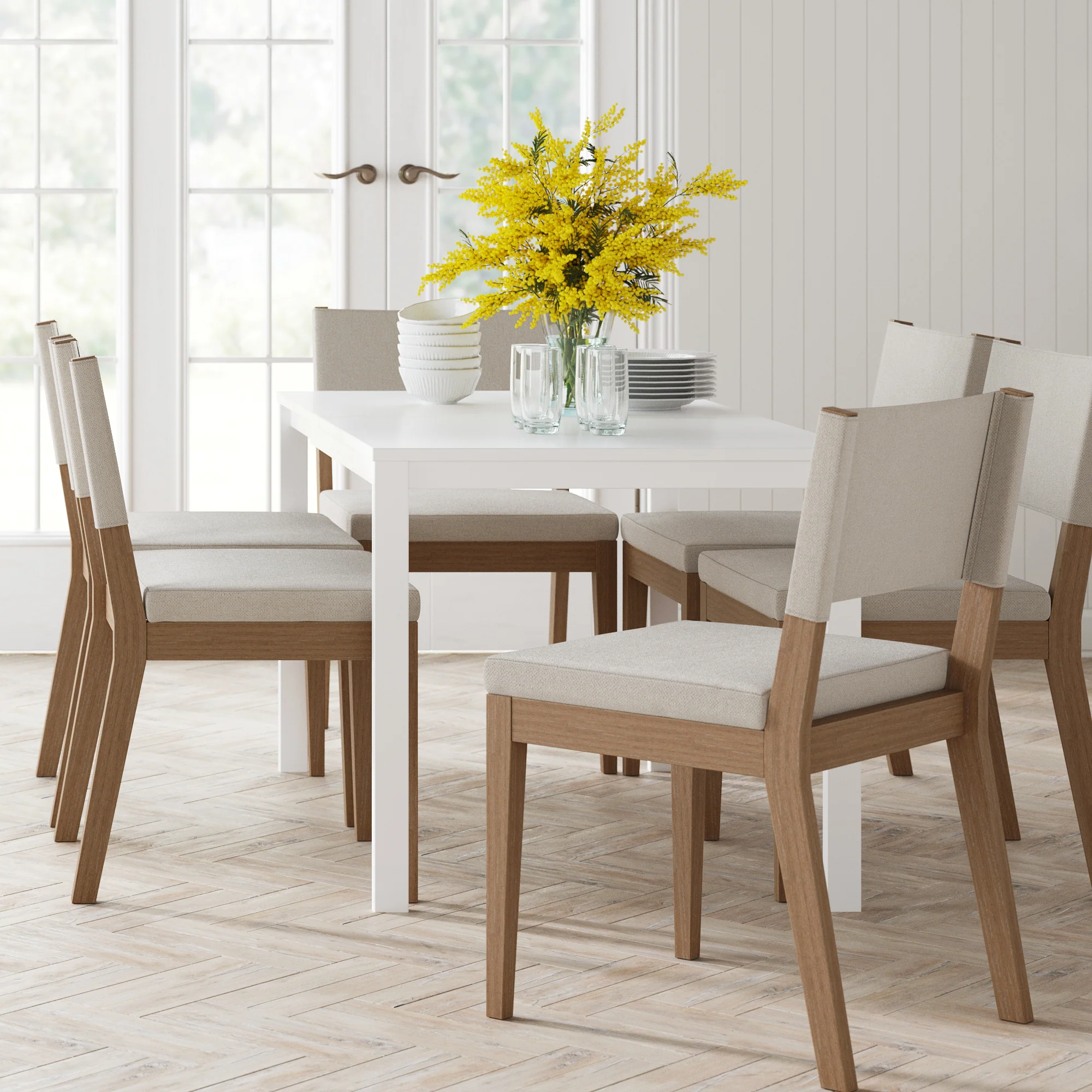 Upholstered Dining Chair Light Brown (Set of 6) - Image 2