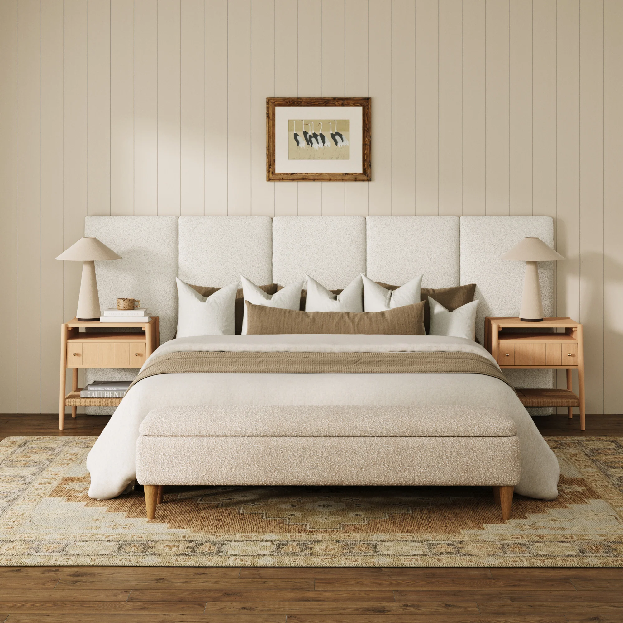 Queen Wall Mounted Boucle Headboard with Padding - Image 2