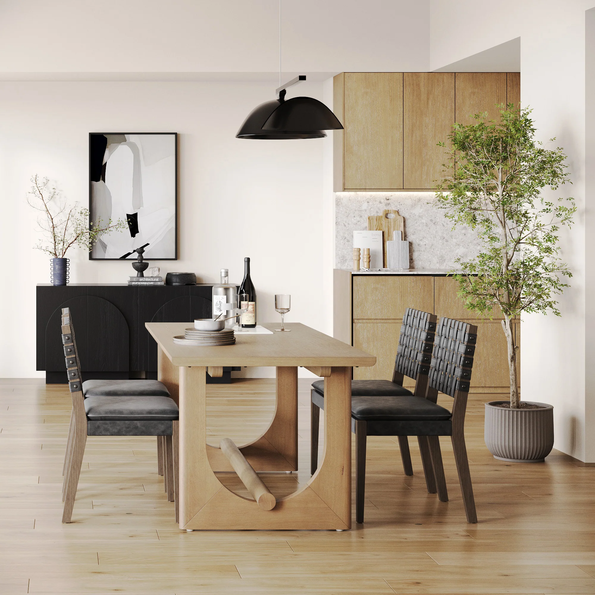 Wood Dining Table for 6 with U-Shaped Legs - Image 2