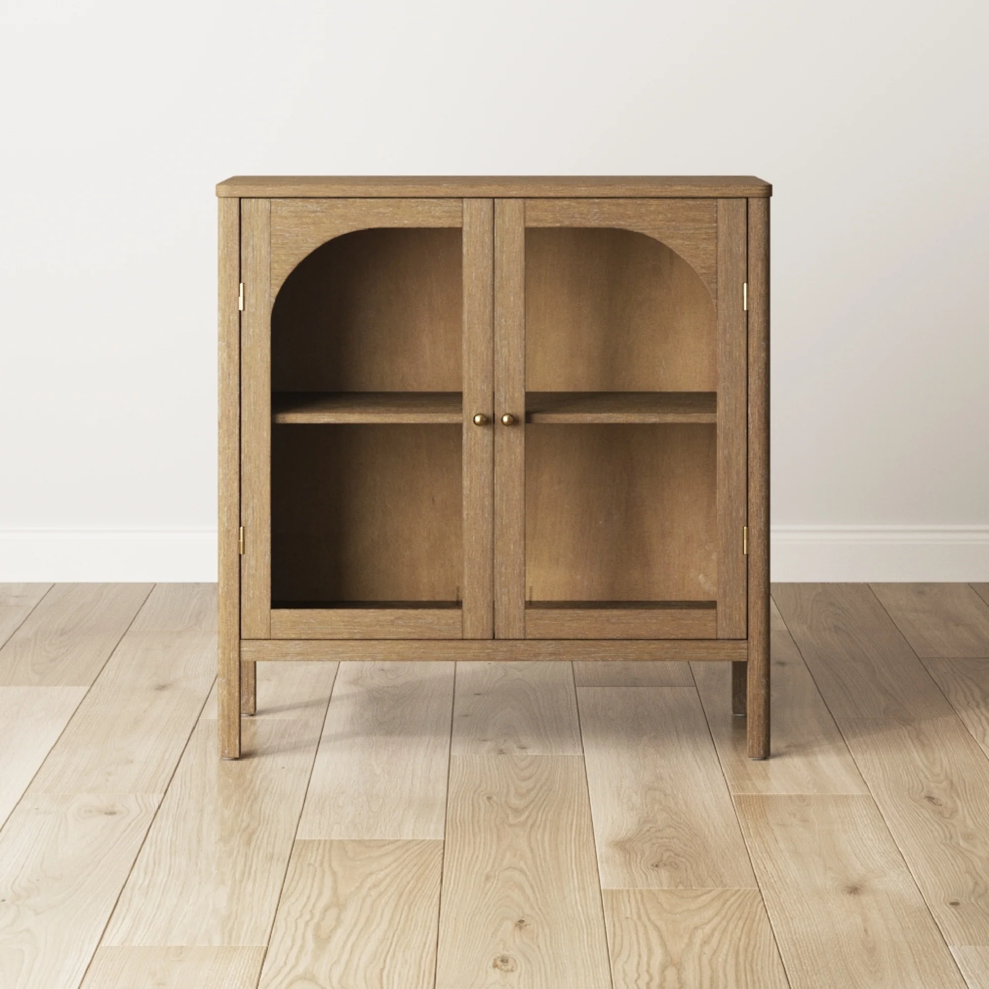 Wood Curio Cabinet with Glass Doors Brown - Image 3